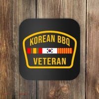 Korean Bbq Veteran Funny Food Lover Gym Cheat Day Military Coaster thumb 0