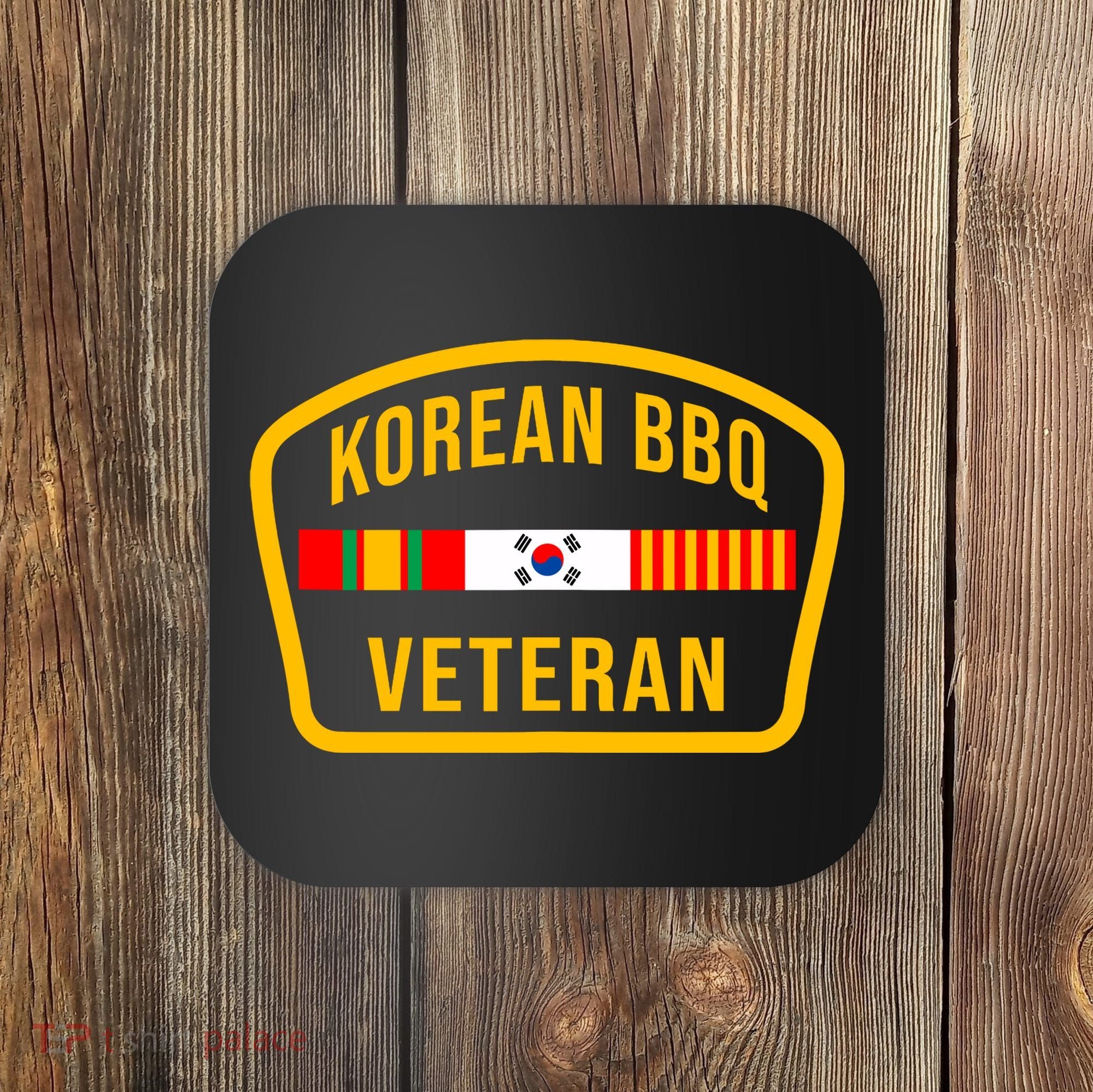 Korean Bbq Veteran Funny Food Lover Gym Cheat Day Military Coaster