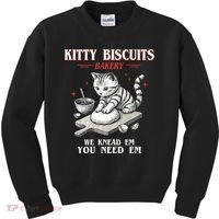 Kitty Biscuits We Knead Em You Need Em Cat Lover Baking Kids Sweatshirt thumb 0