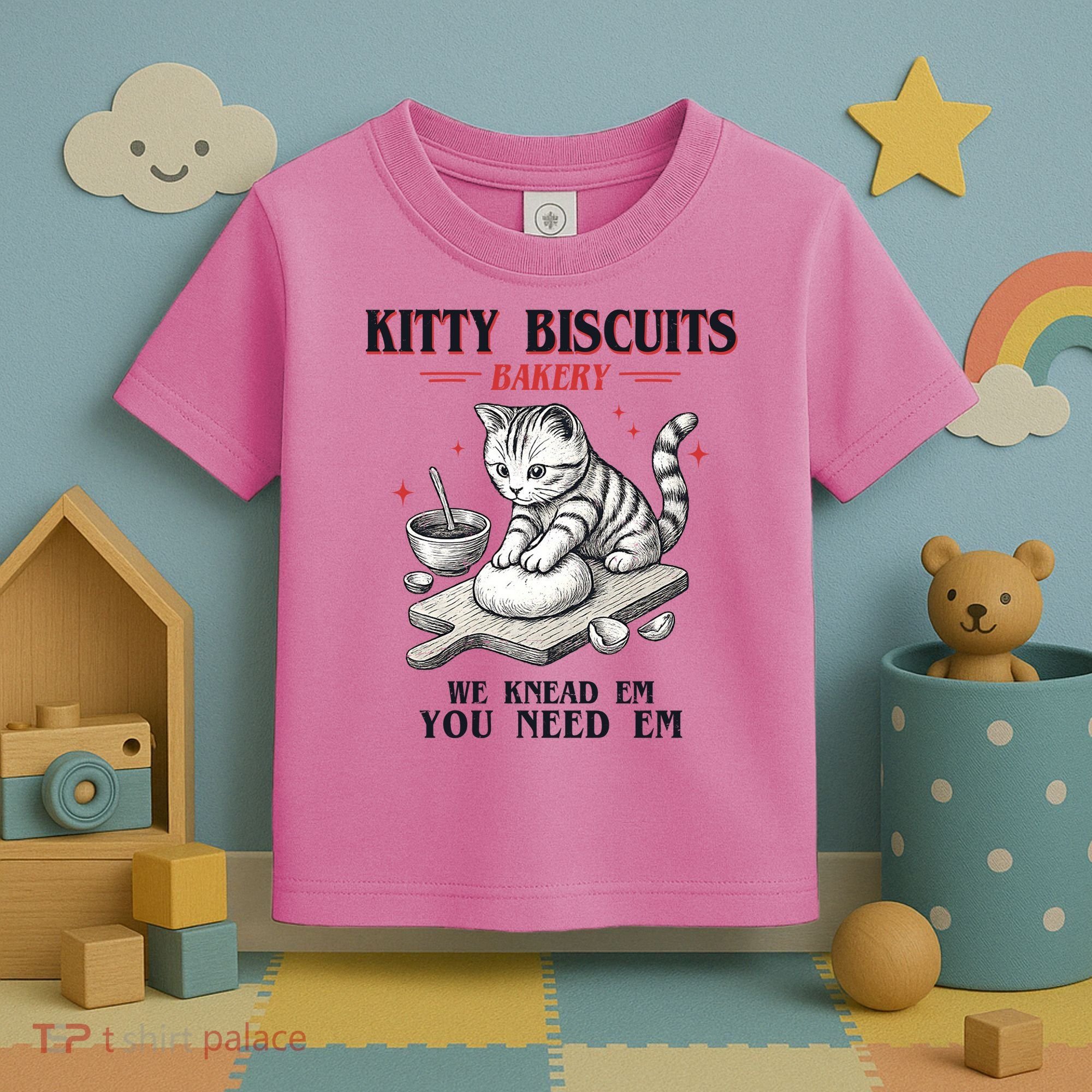 Kitty Biscuits We Knead Em You Need Em Cat Lover Baking Toddler T-Shirt