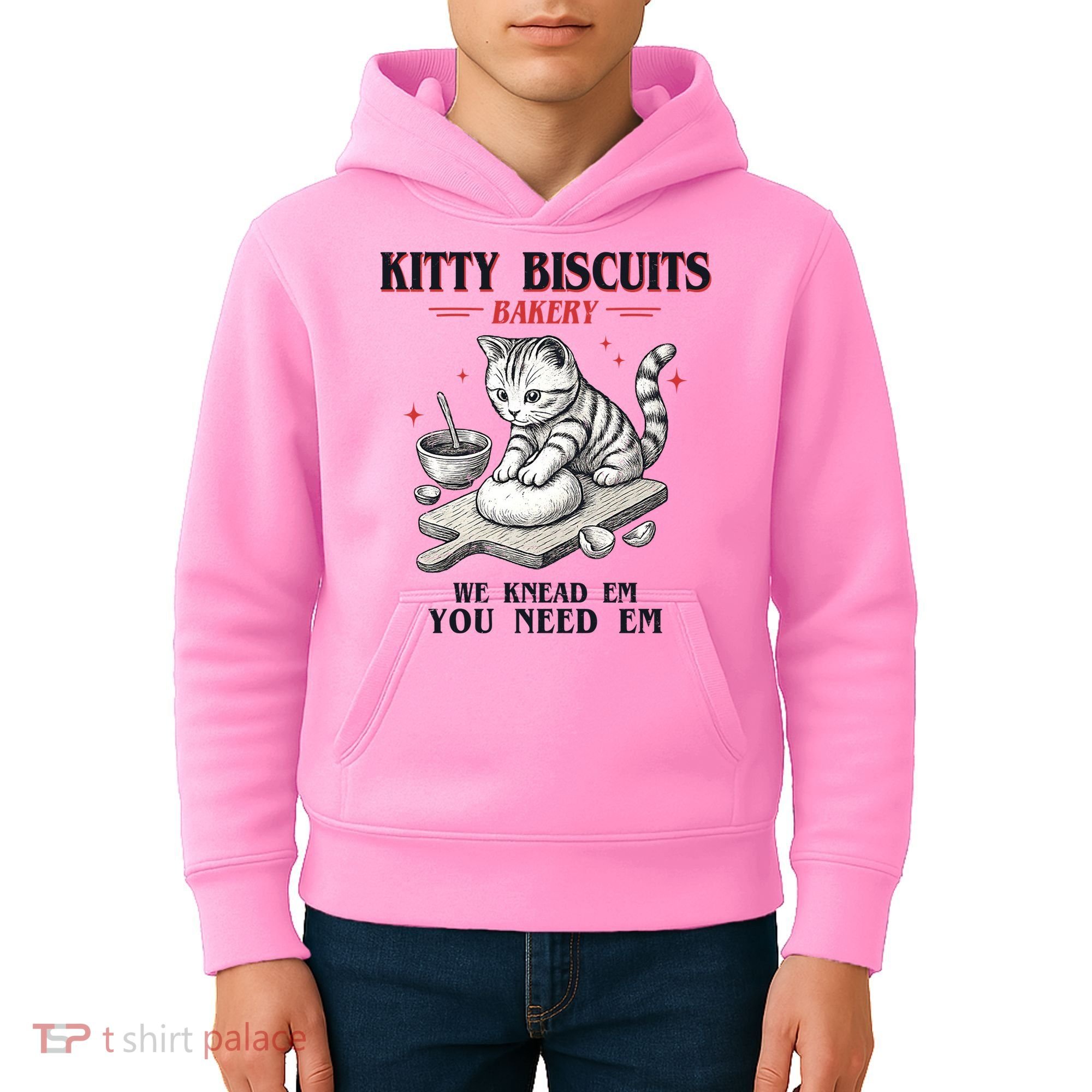 Kitty Biscuits We Knead Em You Need Em Cat Lover Baking Kids Hoodie