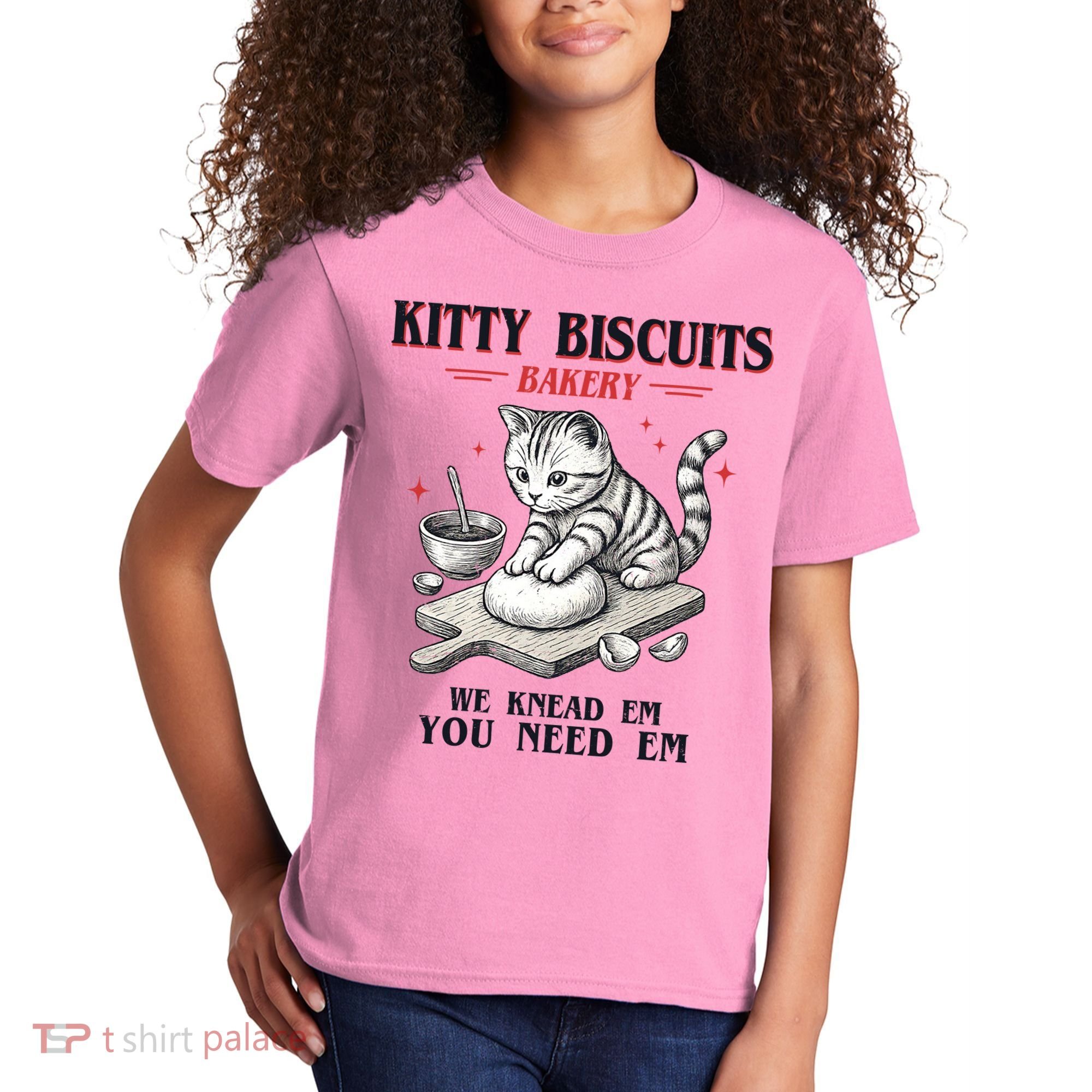 Kitty Biscuits We Knead Em You Need Em Cat Lover Baking Kids T-Shirt