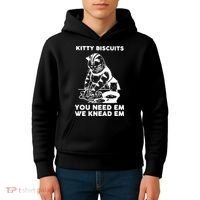 Kitty Biscuits You Need Em We Knead Em Funny Cat Kids Hoodie thumb 4