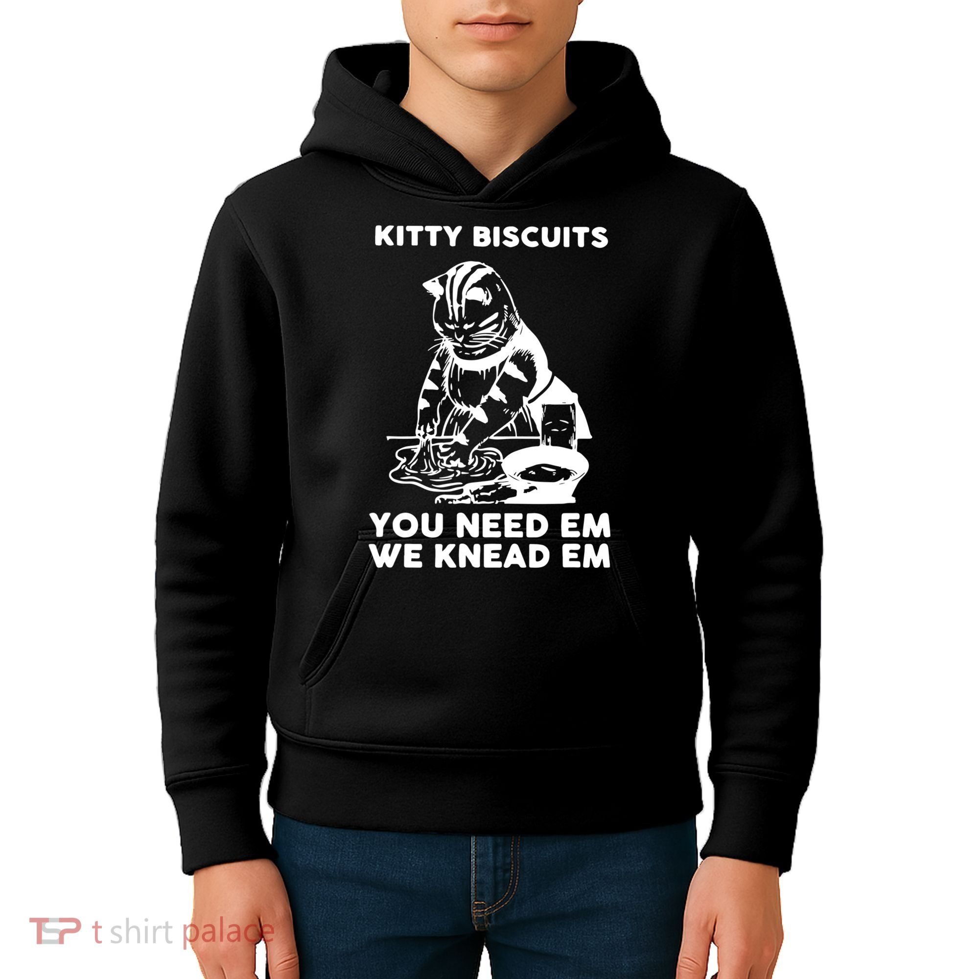Kitty Biscuits You Need Em We Knead Em Funny Cat Kids Hoodie