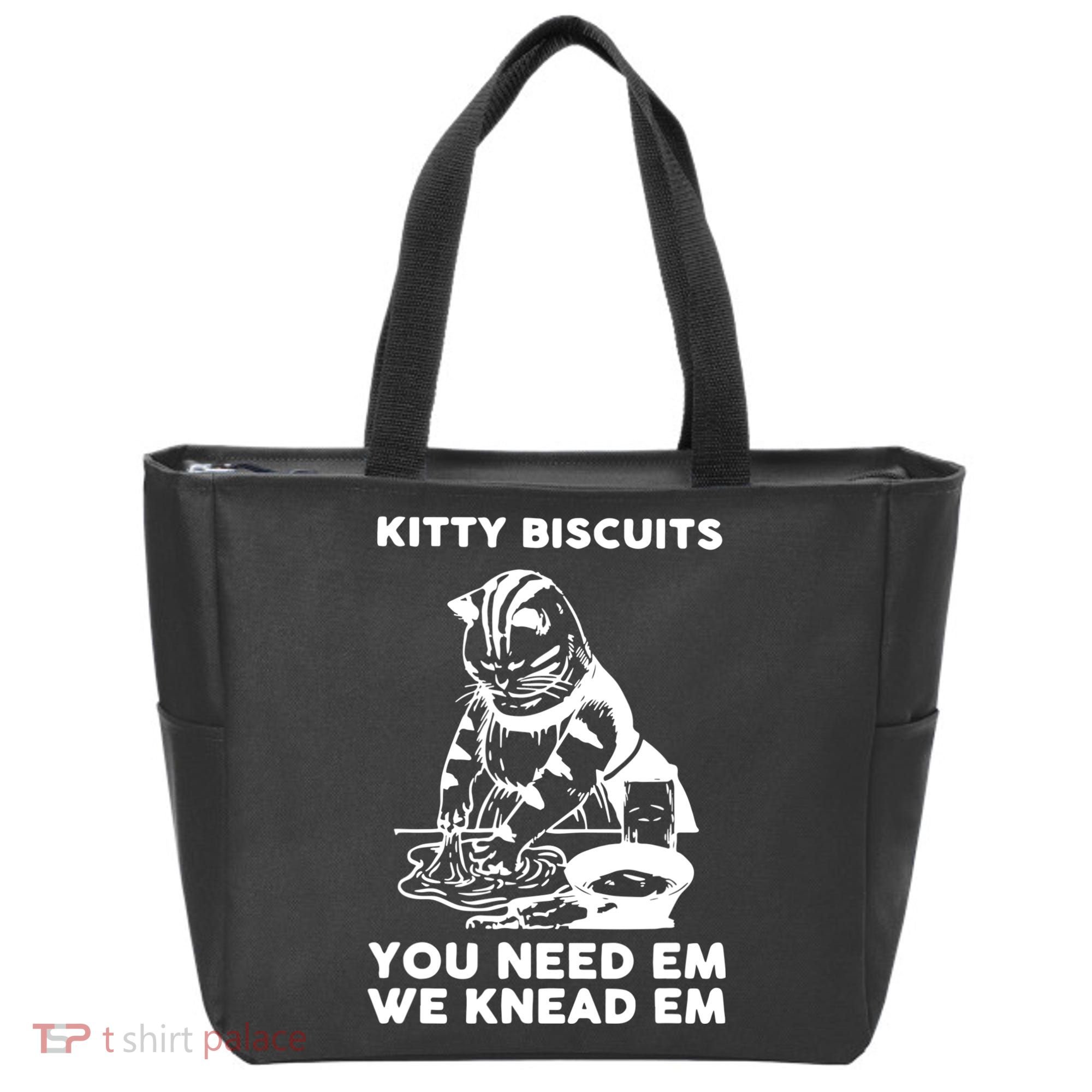 Kitty Biscuits You Need Em We Knead Em Funny Cat Tote Bag
