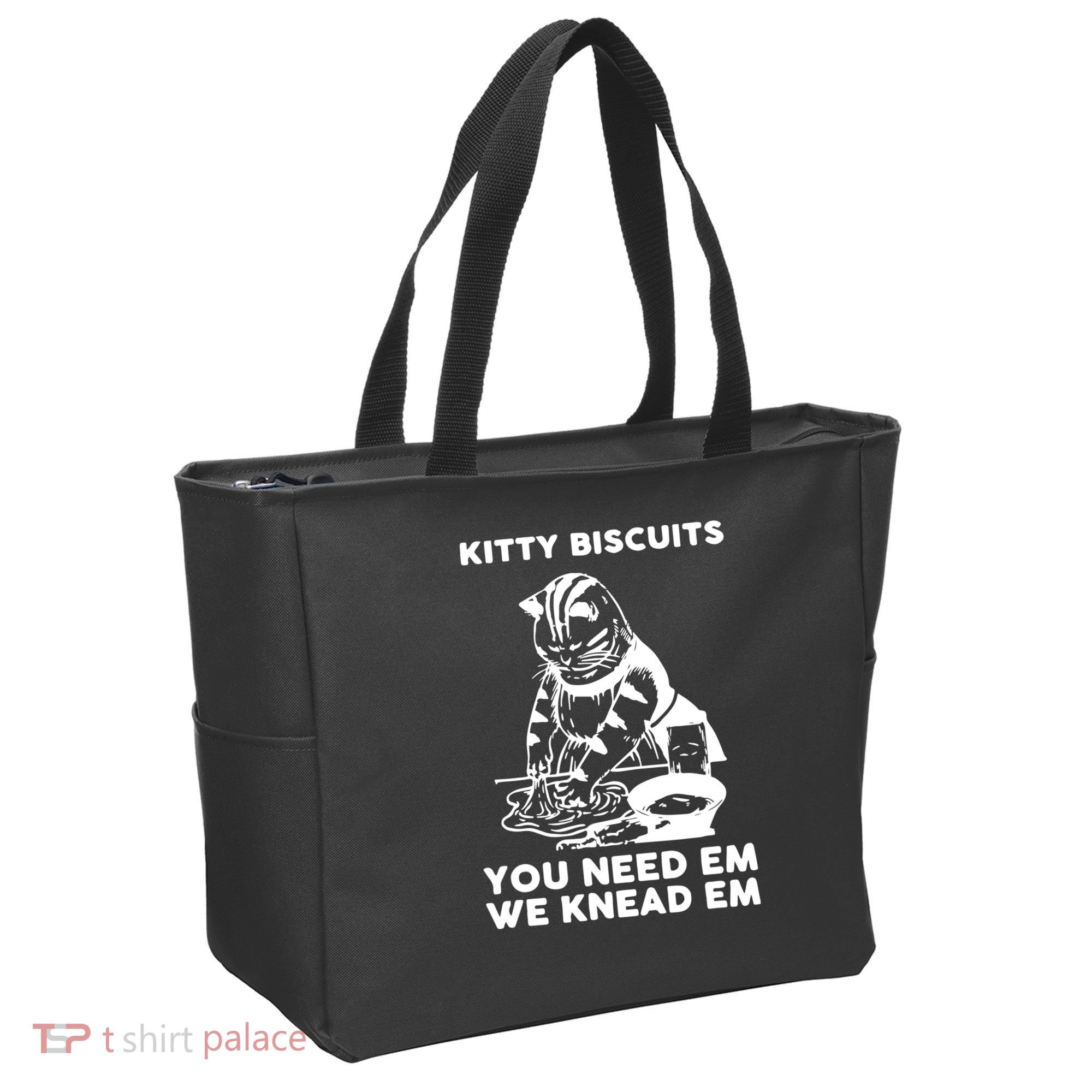 Kitty Biscuits You Need Em We Knead Em Funny Cat Tote Bag