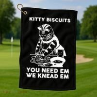 Kitty Biscuits You Need Em We Knead Em Funny Cat Apparel Golf Towel thumb 1
