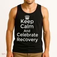 Keep Calm And Celebrate Recovery Sobriety Positive Support Tank Top thumb 3