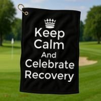 Keep Calm And Celebrate Recovery Sobriety Positive Support Golf Towel thumb 1