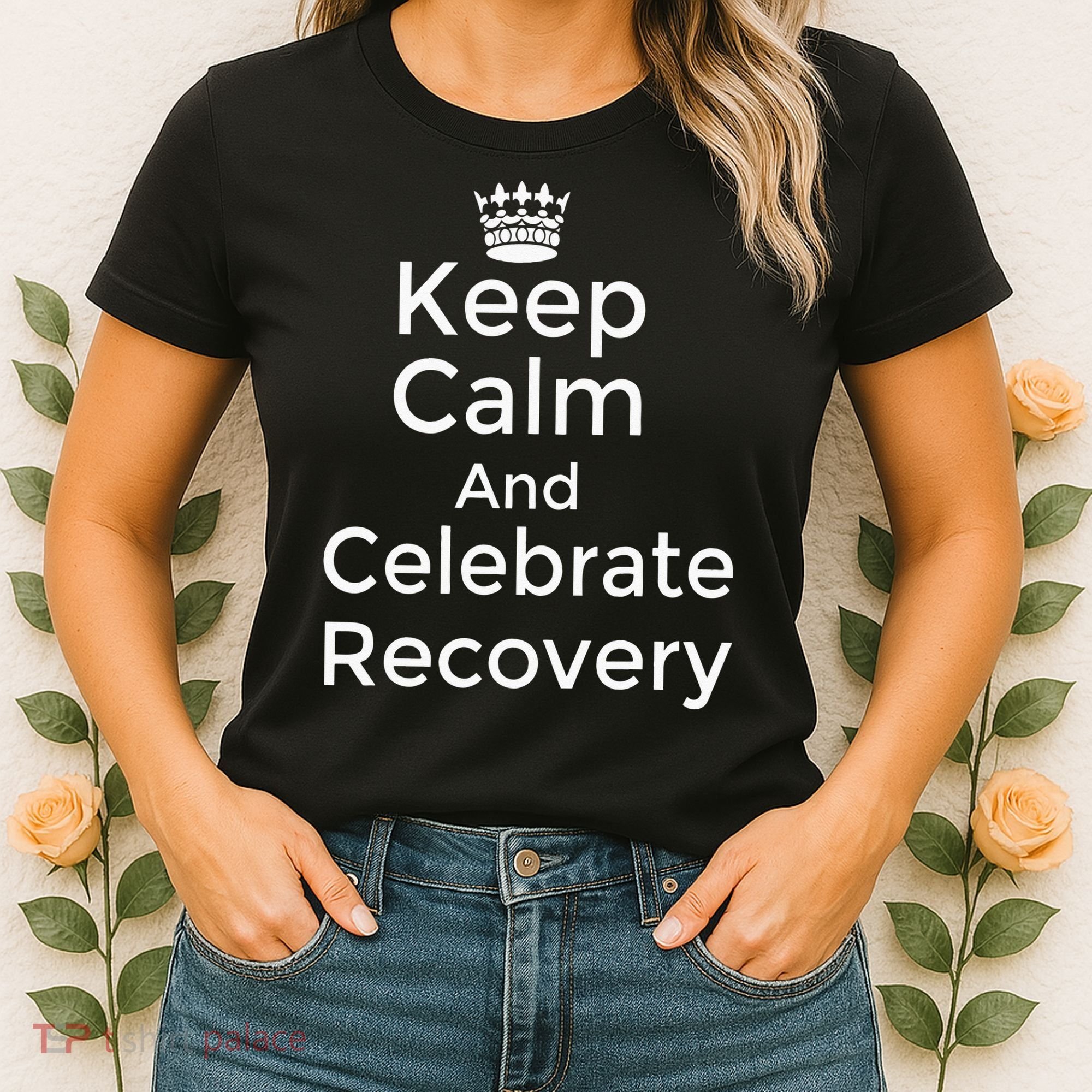 Keep Calm And Celebrate Recovery Sobriety Positive Support Women's T-Shirt