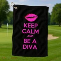Keep Calm And Be A Diva Golf Towel thumb 1