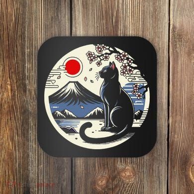Kawaii Cat Anime Japanese Retro Funny Cat Gift Coaster