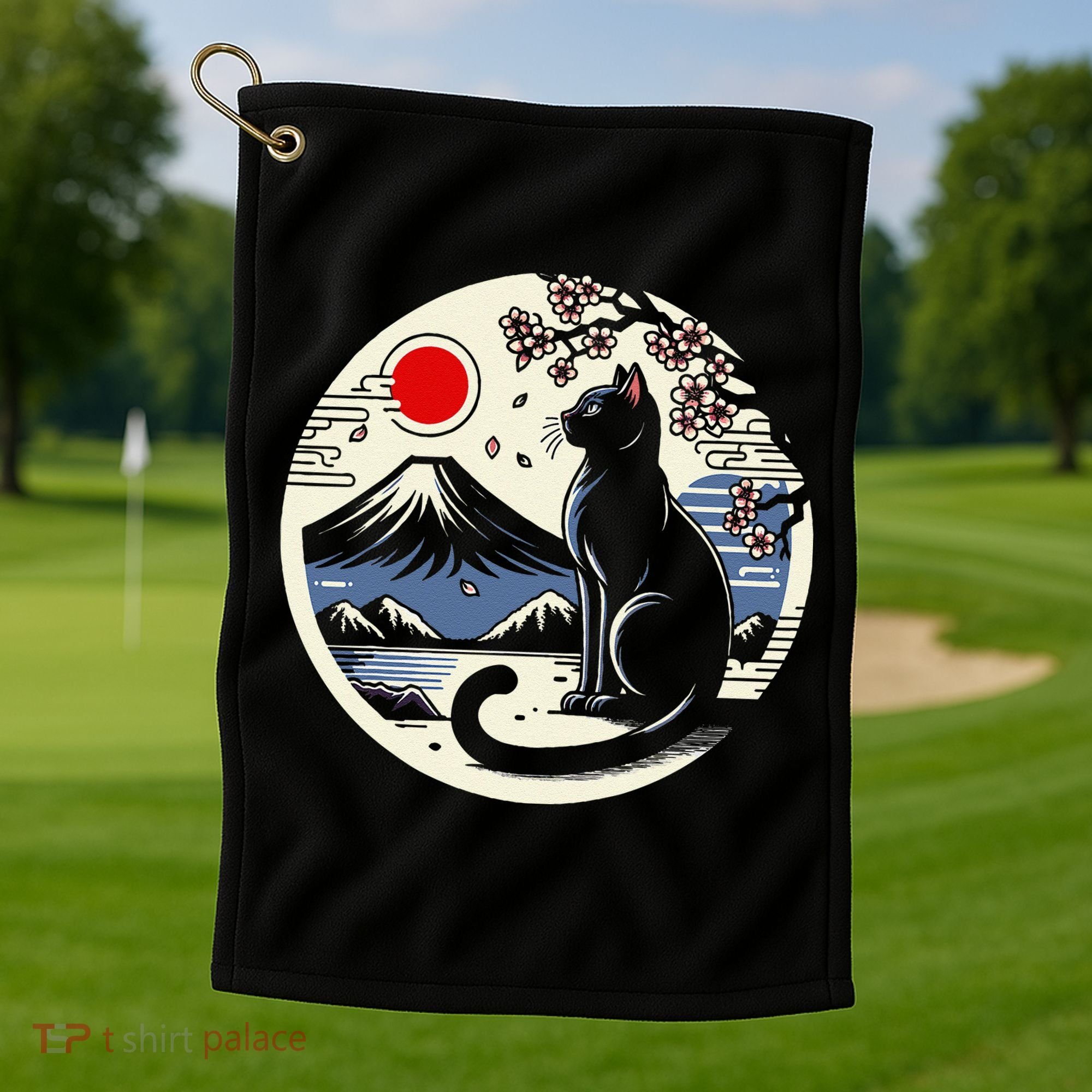 Kawaii Cat Anime Japanese Retro Funny Cat Gift Golf Towel