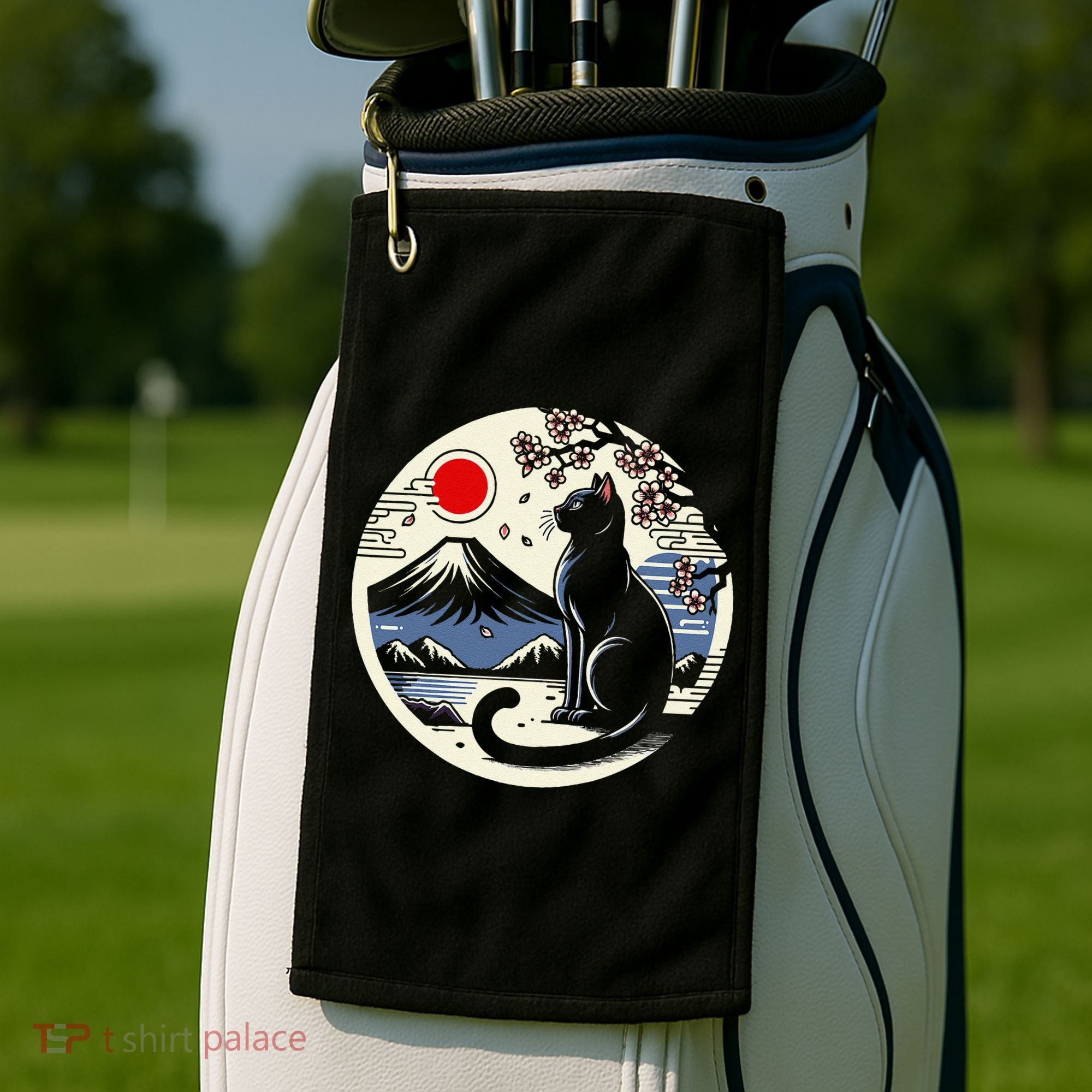 Kawaii Cat Anime Japanese Retro Funny Cat Gift Golf Towel