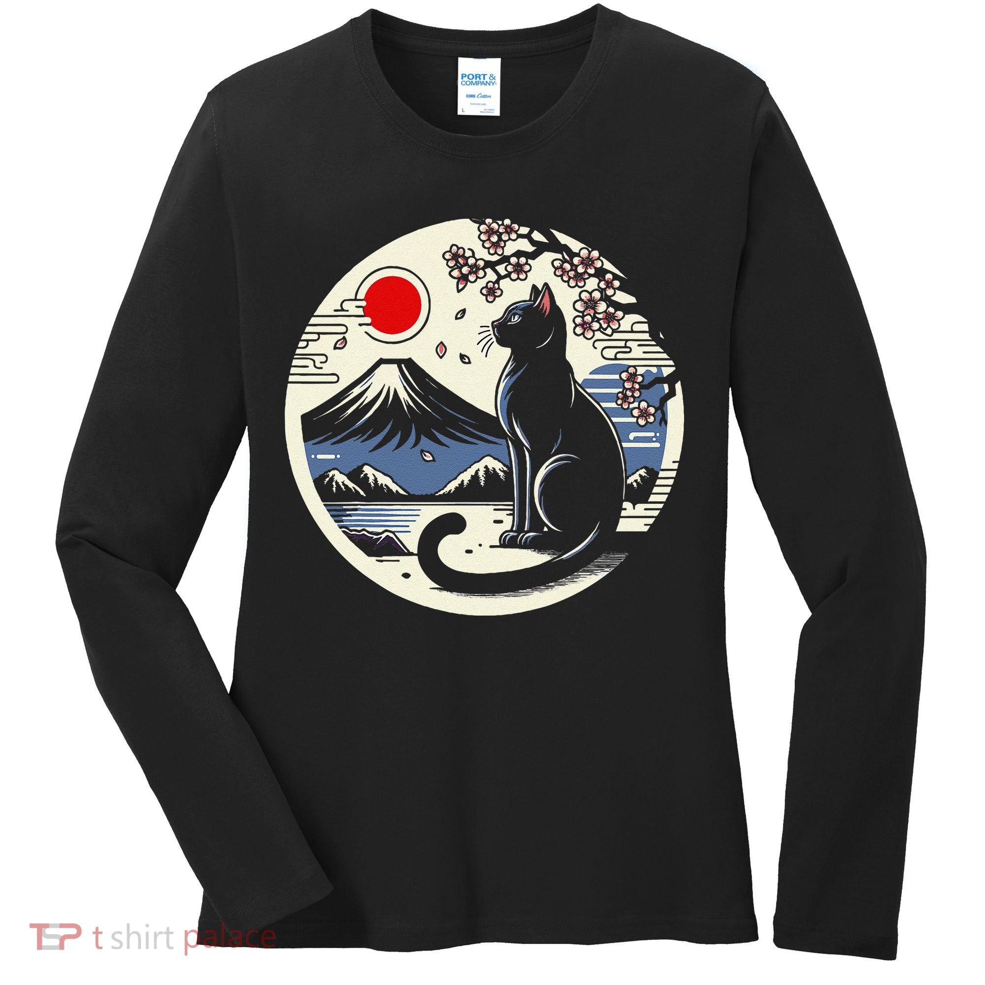 Kawaii Cat Anime Japanese Retro Funny Cat Gift Women's Long Sleeve Shirt