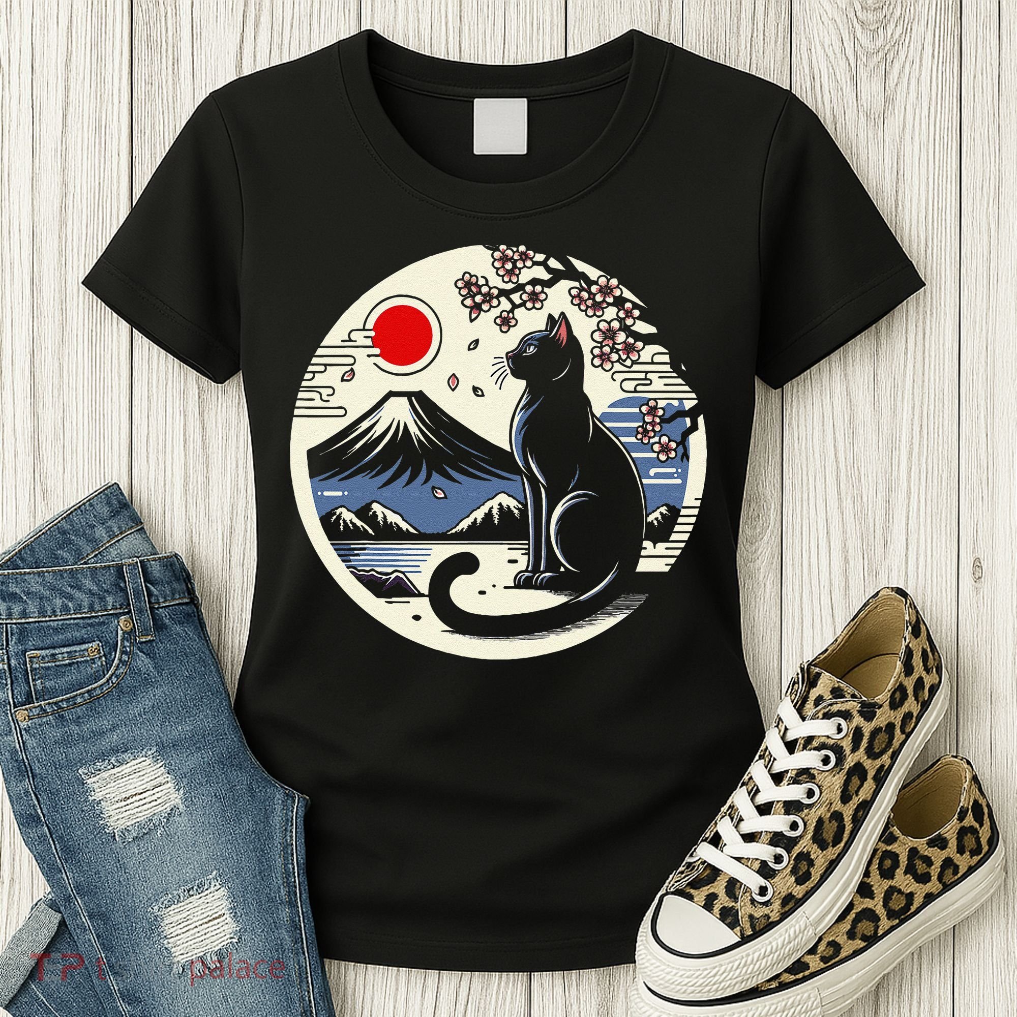 Kawaii Cat Anime Japanese Retro Funny Cat Gift Women's T-Shirt