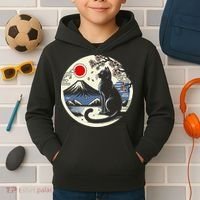 Kawaii Cat Anime Japanese Retro Funny Cat Gift Kids Hoodie thumb 2