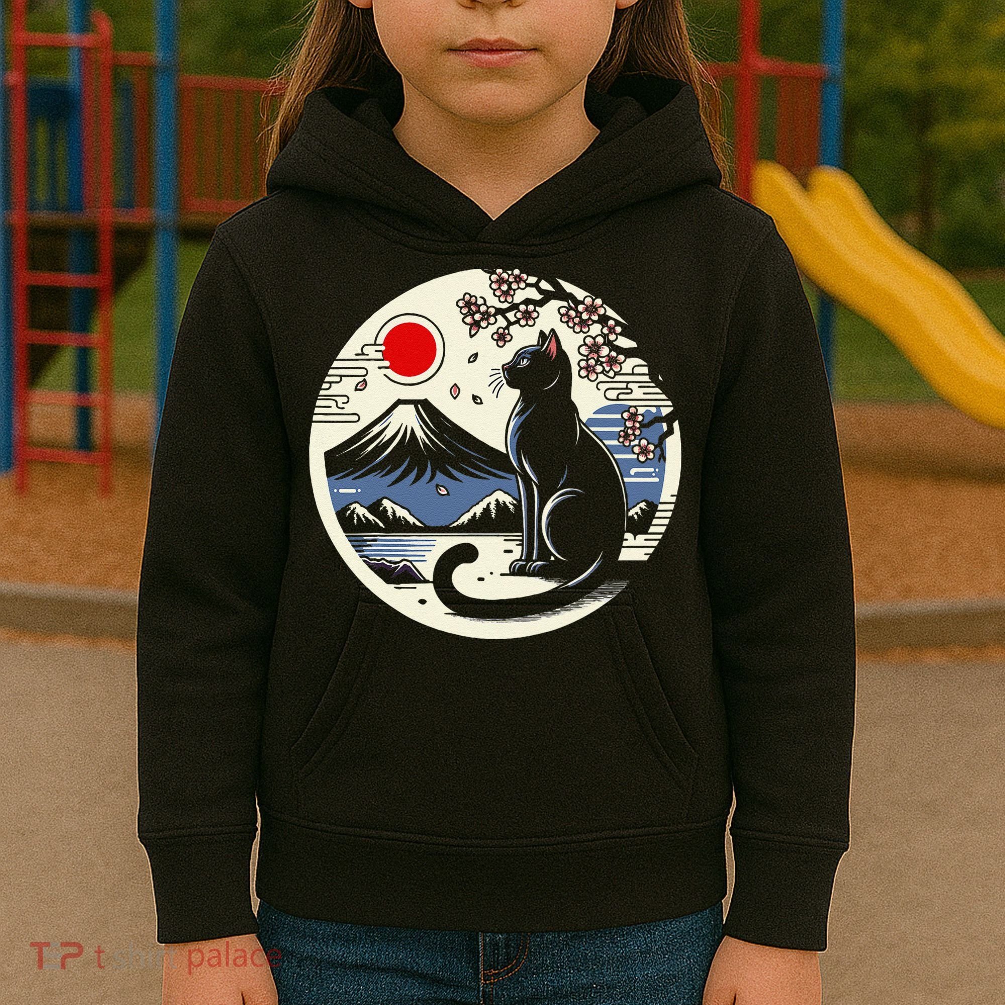 Kawaii Cat Anime Japanese Retro Funny Cat Gift Kids Hoodie