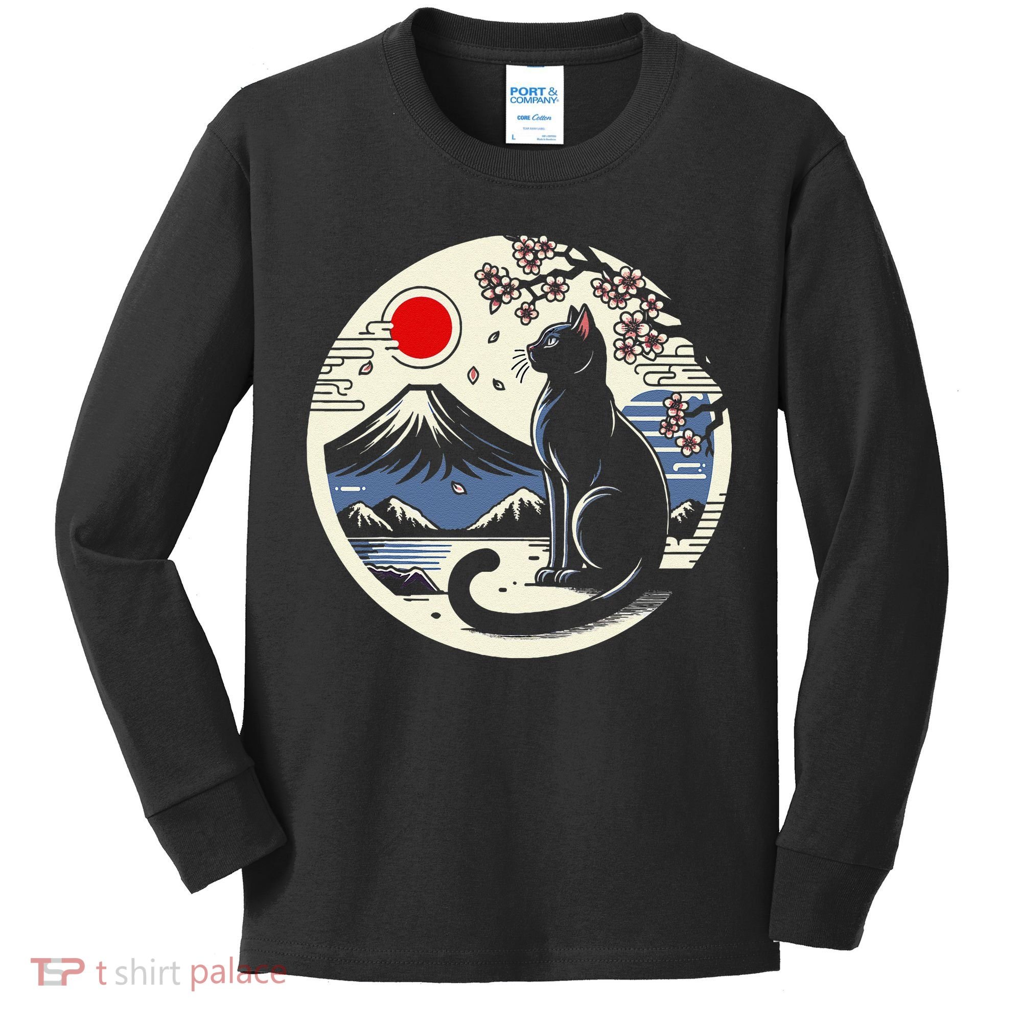 Kawaii Cat Anime Japanese Retro Funny Cat Gift Kids Long Sleeve Shirt