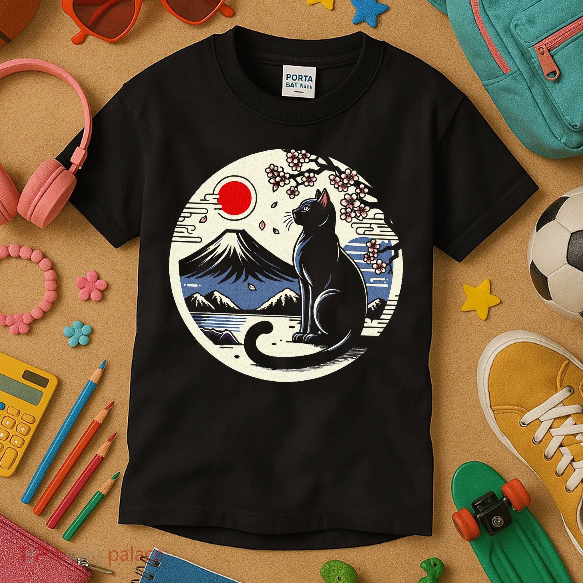 Kawaii Cat Anime Japanese Retro Funny Cat Gift Kids T-Shirt