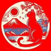 Kawaii Cat Anime Japanese Retro Funny Cat Gift Santa Hat thumb 1