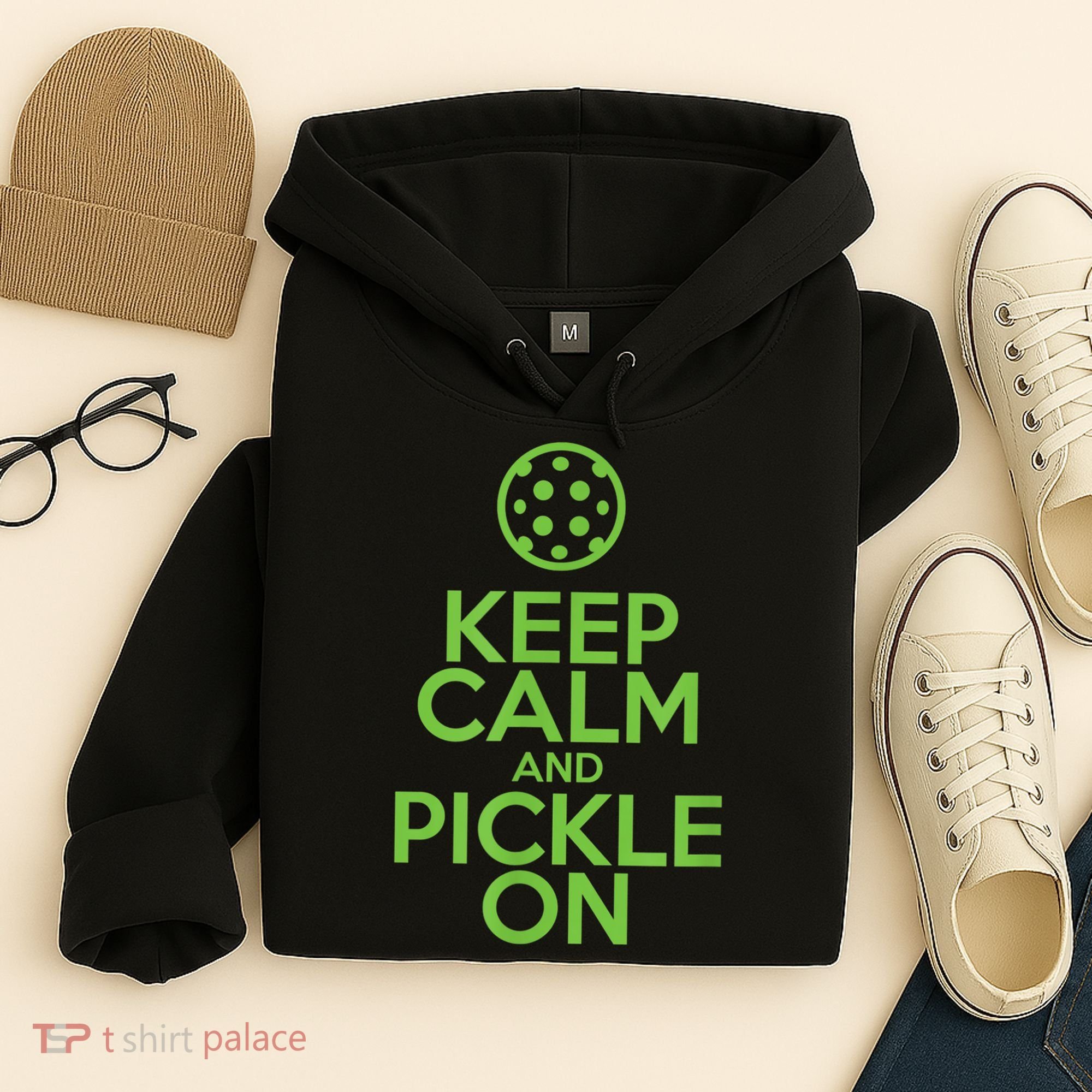 Keep Calm And Pickle On Pickleball TShirt With Pickle Ball Hoodie