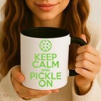 Keep Calm And Pickle On Pickleball TShirt With Pickle Ball Coffee Mug thumb 3
