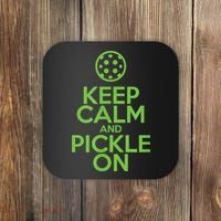 Keep Calm And Pickle On Pickleball TShirt With Pickle Ball Coaster thumb 0