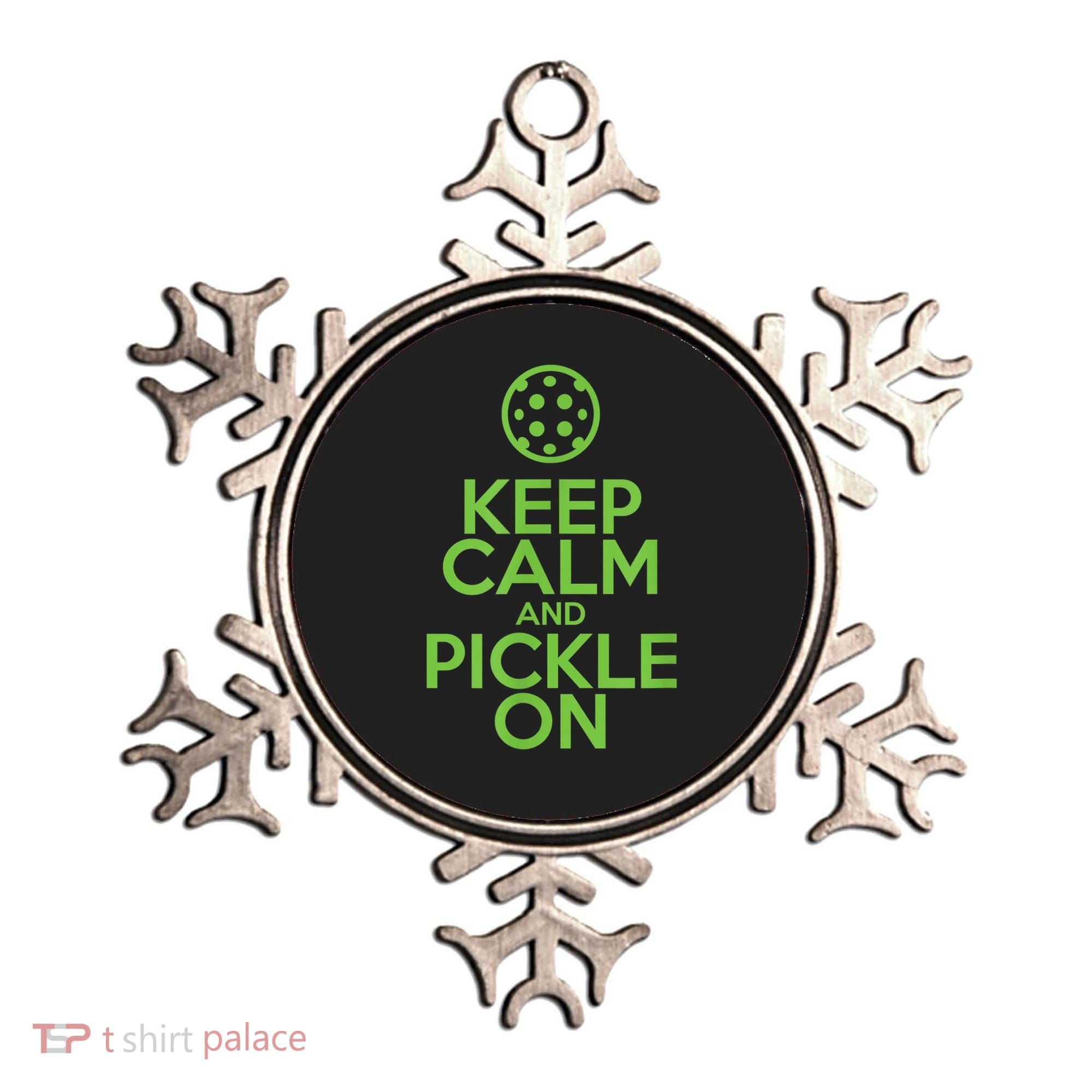 Keep Calm And Pickle On Pickleball TShirt With Pickle Ball Ornament