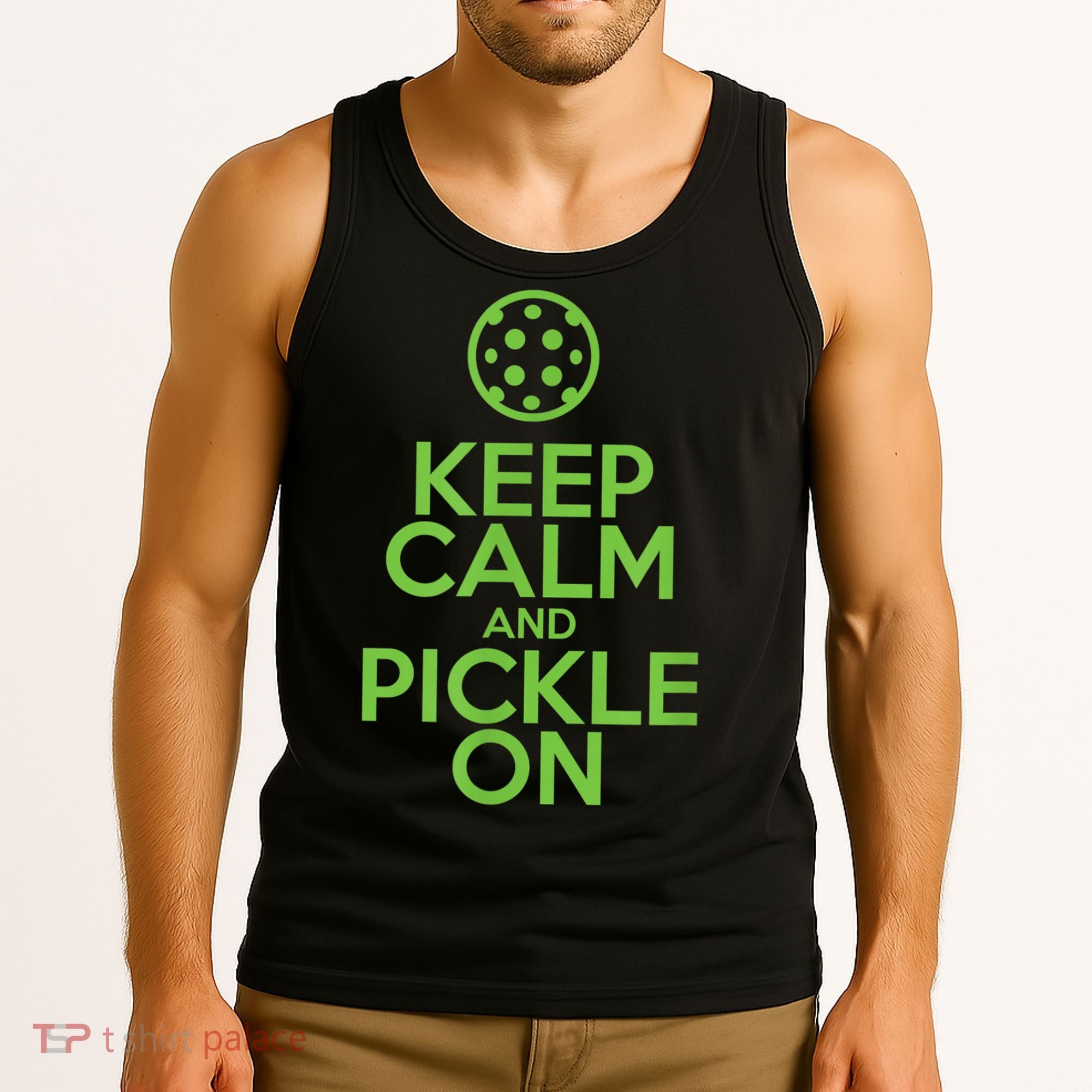 Keep Calm And Pickle On Pickleball TShirt With Pickle Ball Tank Top