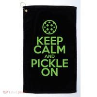 Keep Calm And Pickle On Pickleball TShirt With Pickle Ball Golf Towel thumb 0