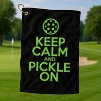 Keep Calm And Pickle On Pickleball TShirt With Pickle Ball Golf Towel thumb 1