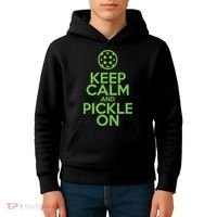 Keep Calm And Pickle On Pickleball TShirt With Pickle Ball Kids Hoodie thumb 4
