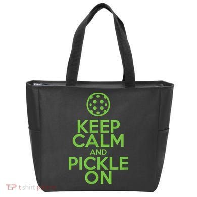 Keep Calm And Pickle On Pickleball TShirt With Pickle Ball Tote Bag