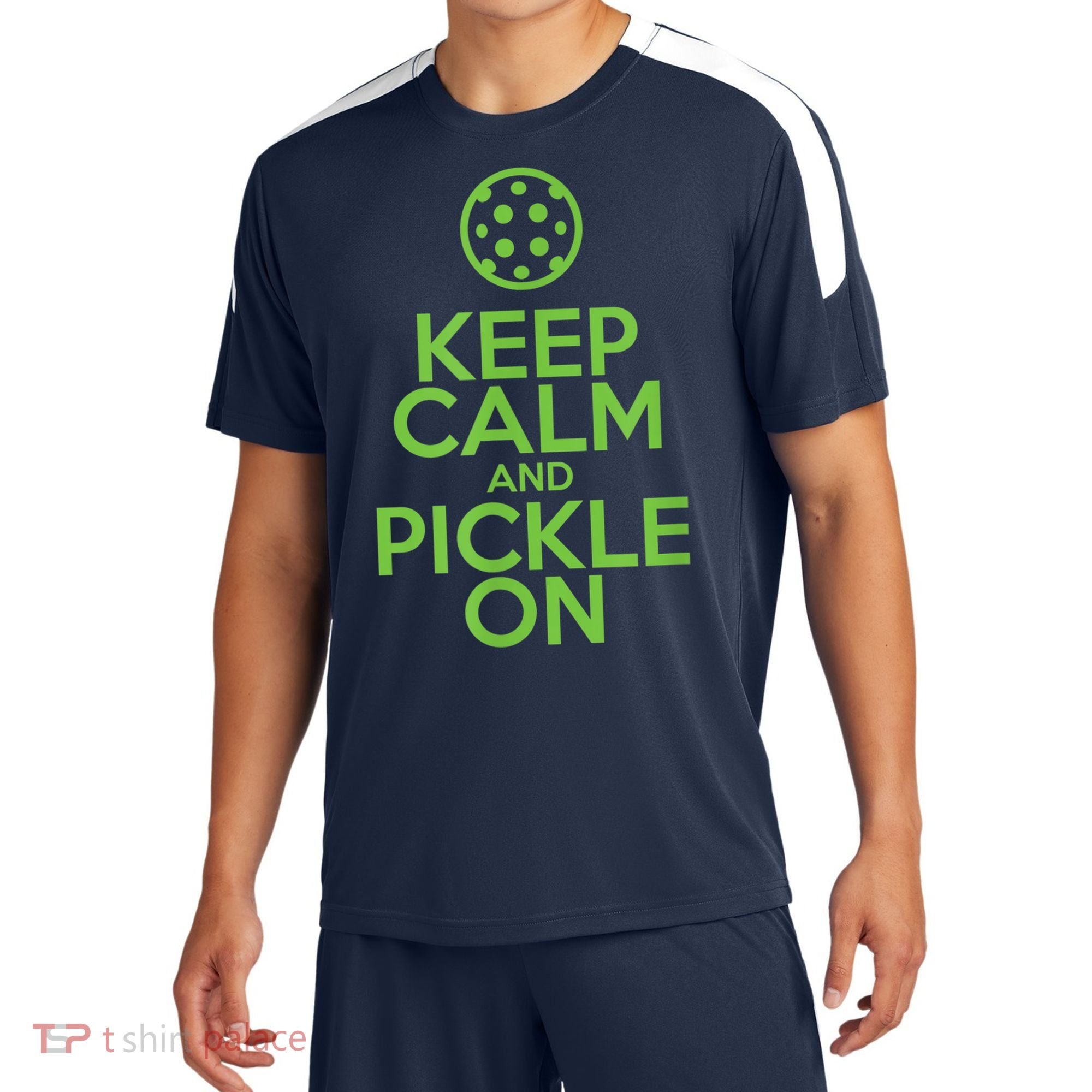 Keep Calm And Pickle On Pickleball TShirt With Pickle Ball Sport-Tek Competitor United Soccer Jersey