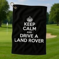 Keep Calm And Drive A Land Rover Funny Golf Towel thumb 1