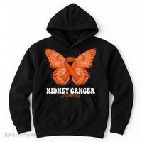 Kidney Cancer Awareness Month Orange Ribbon Butterfly Hoodie thumb 0