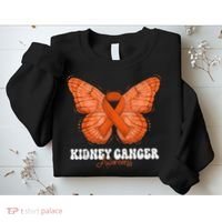 Kidney Cancer Awareness Month Orange Ribbon Butterfly Sweatshirt thumb 2