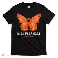 Kidney Cancer Awareness Month Orange Ribbon Butterfly T-Shirt thumb 0