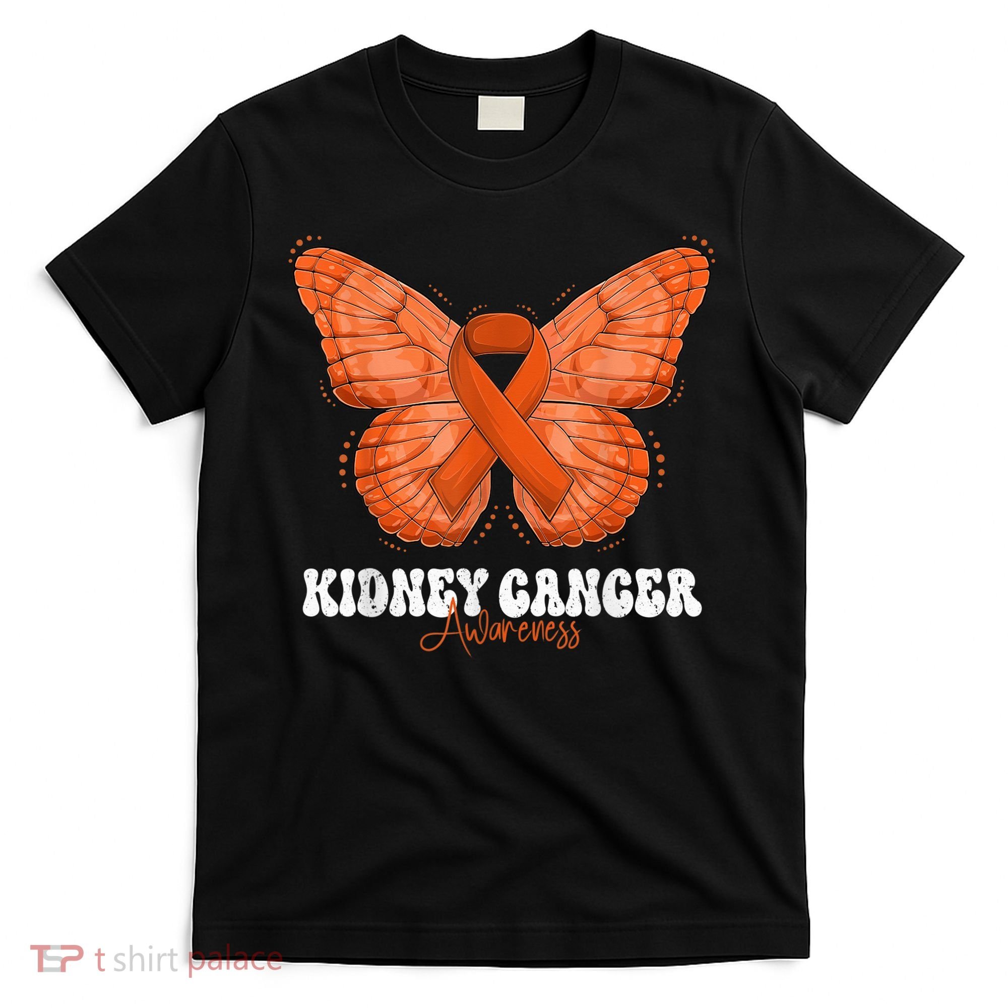 Kidney Cancer Awareness Month Orange Ribbon Butterfly T-Shirt