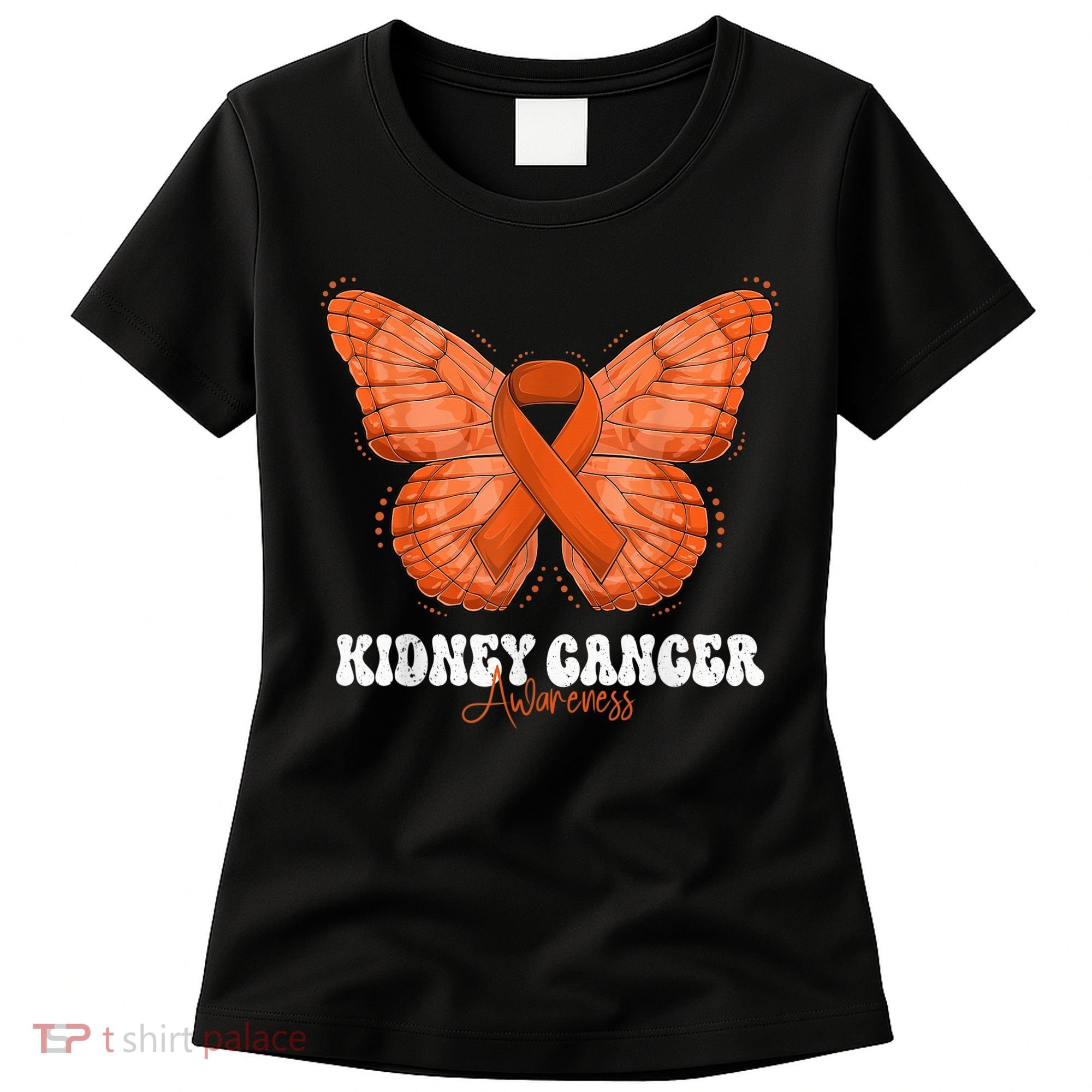 Kidney Cancer Awareness Month Orange Ribbon Butterfly Women's T-Shirt