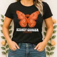Kidney Cancer Awareness Month Orange Ribbon Butterfly Women's T-Shirt thumb 2