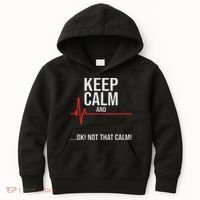 Keep Calm And Ok! Not That Calm! Funny Medical Ecg Emergency Kids Hoodie thumb 0