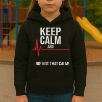 Keep Calm And Ok! Not That Calm! Funny Medical Ecg Emergency Kids Hoodie thumb 3