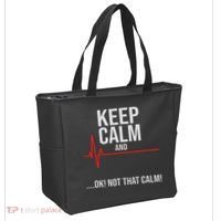 Keep Calm And Ok! Not That Calm! Funny Medical Ecg Emergency Tote Bag thumb 2