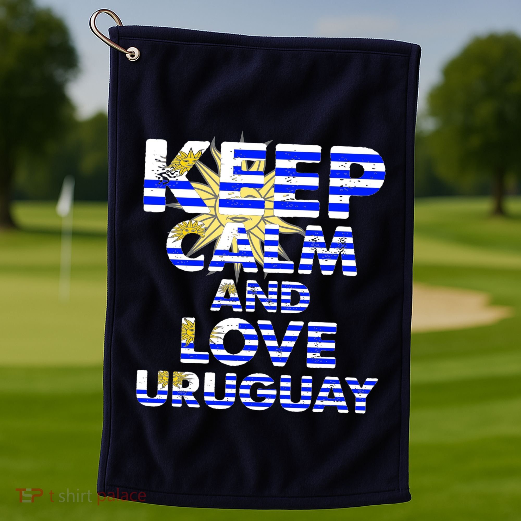 Keep Calm And Love Uruguay Golf Towel