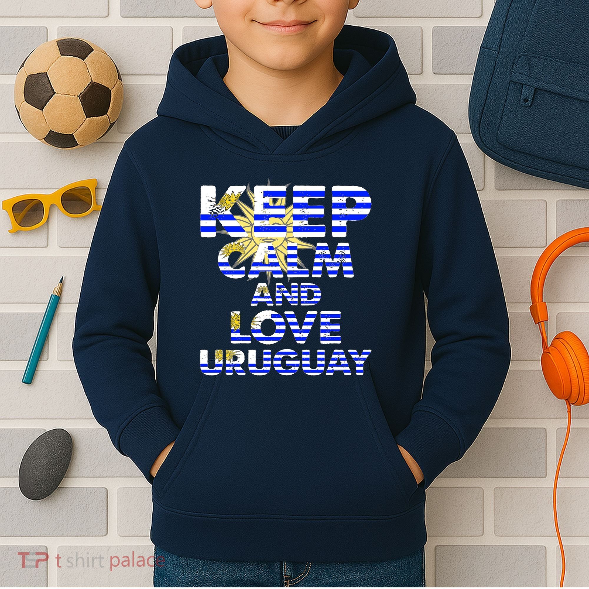 Keep Calm And Love Uruguay Kids Hoodie
