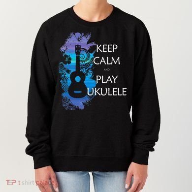 KEEP CALM And PLAY UKULELE Tribal Colorful Women's Sweatshirt