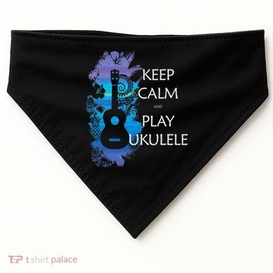 KEEP CALM And PLAY UKULELE Tribal Colorful USA-Made Doggie Bandana