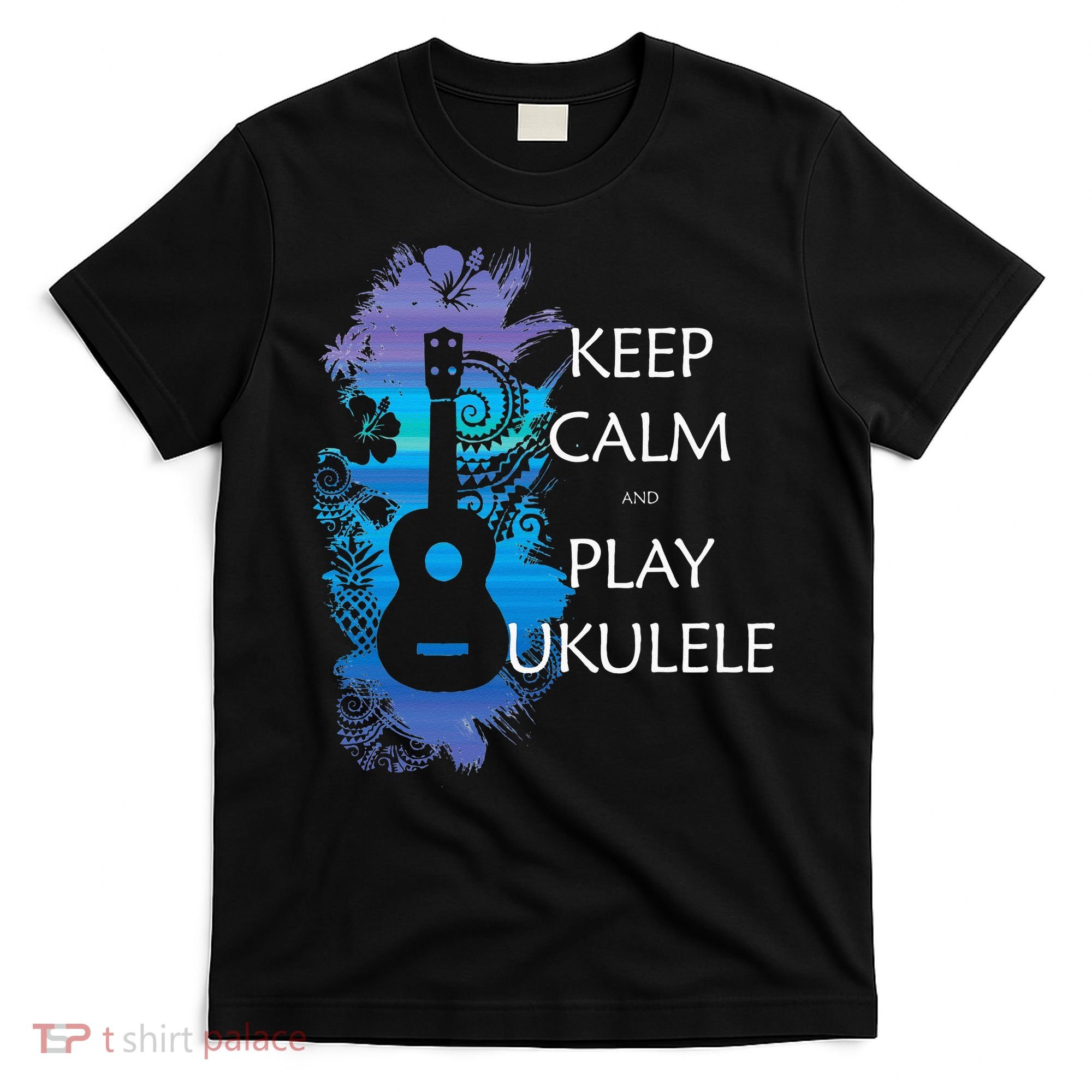 KEEP CALM And PLAY UKULELE Tribal Colorful T-Shirt